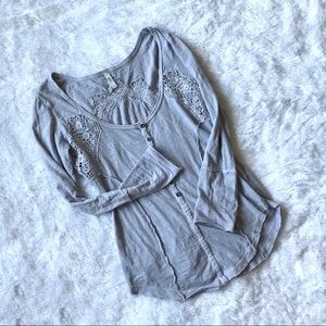 Free People Periwinkle Long-Sleeved Crochet Top